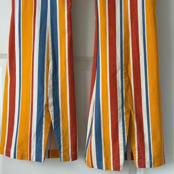 Free People Real Deal Colorful Hippie Retro Stretch Striped Flare Pants-M - Picture 5 of 15